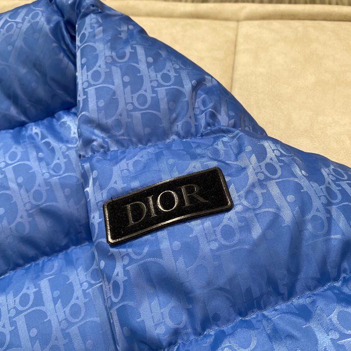 Blue dior oblique printed down puffer jacket sales